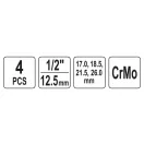 YATO Maschinen-Steckschlüsselsatz 4-teilig 1/2" 17-26 mm CrMo