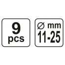 YATO Kupplungszentrierset 9-teilig 11-25 mm