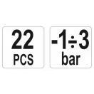 YATO Vakuum- und AC-Pumpenmessset 22-teilig -1÷3 bar