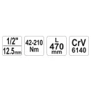 YATO Drehmomentschlüssel 1/2" 42-210 Nm / 445-465 mm CrV