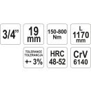 YATO Drehmomentschlüssel 3/4" 150-800 Nm / 1155-1175 mm CrV