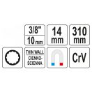 YATO Zündkerzenschlüssel mit aufklappbarem Verlängerungsschaft 14 mm 3/8" magnetisch CrV