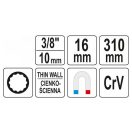 YATO Zündkerzenschlüssel mit aufklappbarem Verlängerungsschaft 16 mm 3/8" magnetisch CrV