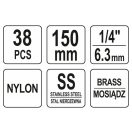 YATO Zylinderkopf-Reinigungsbürsten-Set 38-teilig 8-19 mm