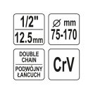 YATO Ölfilter-Entfernungskette 1/2" 75 - 170 mm