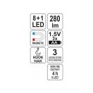 YATO Akku-LED-Lampe 8+1 LED