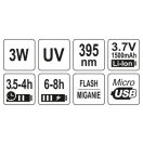 YATO Akku UV-Taschenlampe + Brille