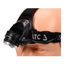 YATO Wiederaufladbare LED-Stirnlampe XM-L2 CREE mit einstellbarem Fokus