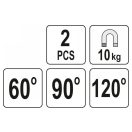 YATO Schweißwerkstückhalter Magnet 60-90-120°/10 kg (2 Stück)