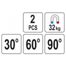 YATO Schweißwerkstückhalter Magnet 30-60-90°/32 kg (2 Stück)