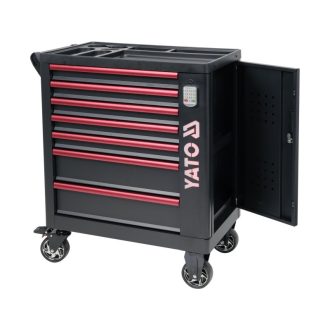   YATO Leerer Werkzeugwagen mit 7 Schubladen mit Zahlenschloss mit LED-Logo