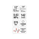YATO Druckluft-Schlagschrauber 1/2" 570 Nm