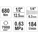 YATO Druckluft-Schlagschrauber 1/2" 680 Nm