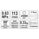 YATO Pneumatischer Geradschleifer leichtgewichtig 113 l/min