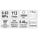 YATO Druckluftschleifer 1/4" leichter 113 l/min