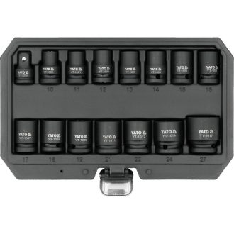   YATO Maschinen-Steckschlüsselsatz 1/2", 15-teilig 10-27 mm mit 3/8" x 1/2" Adapter