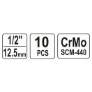 YATO Maschinen-Steckschlüsselsatz 10-teilig 1/2" 10-22 mm CrMo