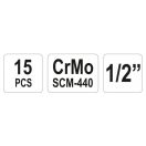 YATO Machine langer Steckschlüsselsatz 15-teilig 1/2" 10-32 mm CrMo