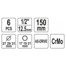 YATO Alufelgen-Steckschlüsselsatz 6-teilig 1/2" 17/19/21 mm CrMo