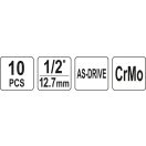 YATO Alufelgen-Steckschlüsselsatz 10-teilig 1/2" CrMo