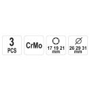 YATO Alufelgen-Steckschlüsselsatz 3-teilig 1/2" 17/19/21 mm CrMo
