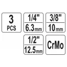 YATO Maschinenverbindungsverbinder-Set 3-teilig 1/4 - 3/8 - 1/2"