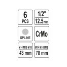 YATO Maschinenbit-Steckschlüsselsatz 6-teilig Spline 1/2" M14-M18 CrMo