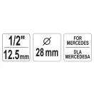 YATO Einspritzpumpen-Steckschlüssel 1/2" 28 mm Mercedes