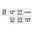 YATO Steckschlüsselsatz 25-teilig 1/2" 10-32 mm CrV