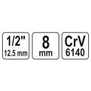 YATO Bithalteradapter 1/2" Vierkant ->8 mm Sechskant