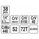 YATO Steckschlüsselsatz 38-teilig 1/4" 3,5-14 mm CrV