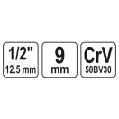 YATO Steckschlüssel Spline 1/2" 9 mm CrV