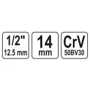 YATO Steckschlüssel Spline 1/2" 14 mm CrV