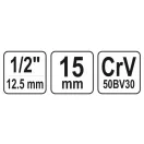 YATO Steckschlüssel Spline 1/2" 15 mm CrV