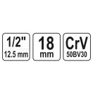 YATO Steckschlüssel Spline 1/2" 18 mm CrV