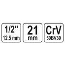 YATO Steckschlüssel Spline 1/2" 21 mm CrV