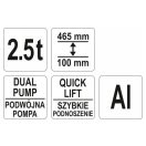 YATO Hydraulische Krokodilhebebühne 2,5 t Doppelkolben Aluminium