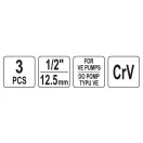 YATO 3-teiliger Steckschlüsselsatz für Bosch VE Einspritzpumpe 1/2" CrV