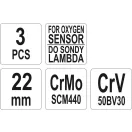 YATO Lambdasondenschlüsselsatz 3-teilig 22 mm CrMo