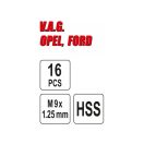 YATO Bremssattelgewinde-Reparatursatz 16 Teile M19x1,25 mm HSS