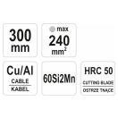 YATO Ratschen-Kabelschneider Zange 240 mm d=17,5 mm