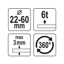 YATO Hydraulischer Plattenstanze 22 - 60 mm 360°
