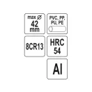 YATO Rohrschneider Schere PVC 42 mm V-Schnitt