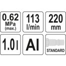 YATO Pneumatische Schaumspritzpistole Aluminium 1 Liter