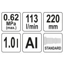 YATO Pneumatische Schaumspritzpistole Aluminium 1 Liter