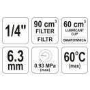 YATO Pneumatischer Luftfilter mit Druckregler und Fetttank 1/4" 90 cm3