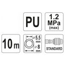YATO Pneumatikschlauch (Spirale) mit Schnellkupplung 5,5 x 8 mm x 10 m 1,2 MPa
