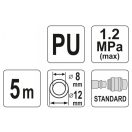 YATO Pneumatikschlauch (Spirale) mit Schnellkupplung 8 x 12 mm x 5 m 1,2 MPa
