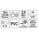 YATO Automatischer pneumatischer Schlauchaufroller 9,5 mm x 15 m