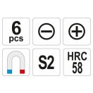 YATO Schraubendreher-Set 6-teilig magnetisch S2